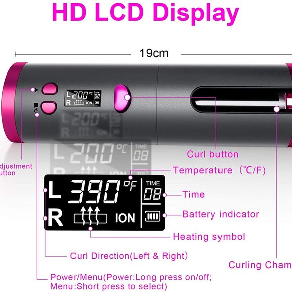 Automatic Curling Iron with LCD Display Adjustable Temperature & Timer - Picture 6 of 12